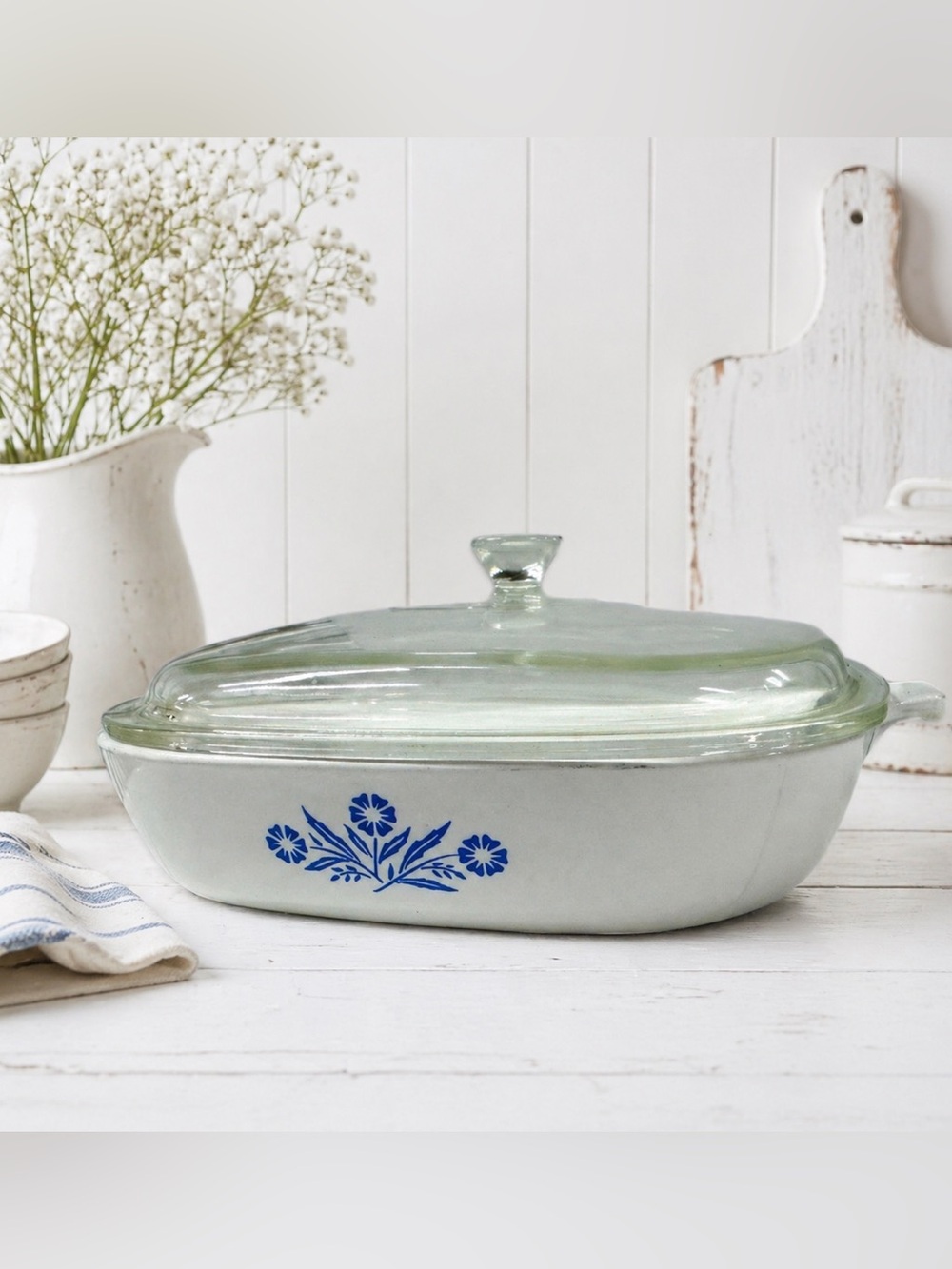 Vintage Corning Ware Blue Cornflower P-10-B 10” Casserole w/ Lid USA